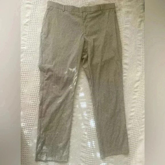 Tommy Hilfiger Women’s Dress Pants Checkered Tan Straight Leg Mid Rise Size 16 - Picture 1 of 11